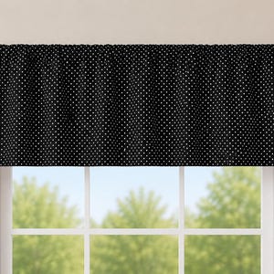 Black and white small polka dot , Curtain, Valance, Window Topper, Window Treatment, Curtains