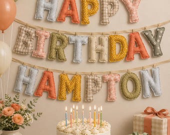Custom Fabric Puff Name Banner - Personalized Name Garland, Customizable Fabrics, Handmade Keepsake Decor