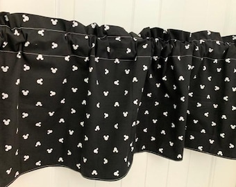 Black and white Mickey Mouse heads Disney  Curtain Valance Window Topper