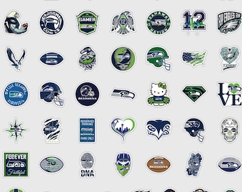 Paquete de 50 pegatinas para aficionados al fútbol americano / Calcomanías de vinilo impermeables con motivos de fútbol americano / Gráficos deportivos llamativos para portátiles y teléfonos.