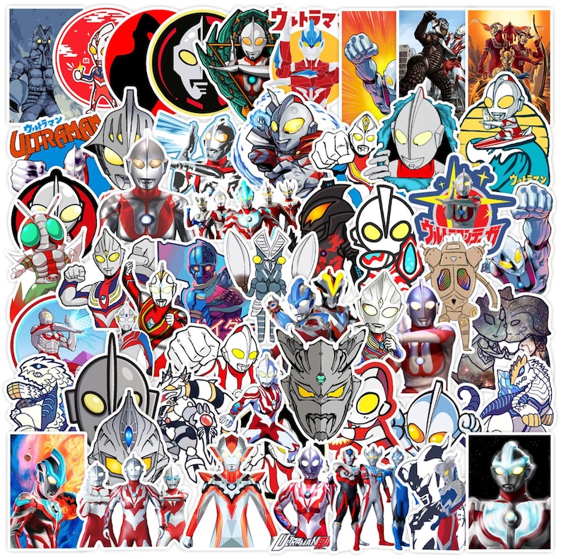 Puede incluir: Una colecci&oacute;n de pegatinas variadas que presentan diversos personajes de Ultraman en distintas poses, colores y estilos art&iacute;sticos. Los dise&ntilde;os incluyen ilustraciones detalladas, iconos gr&aacute;ficos y texto en japon&eacute;s.