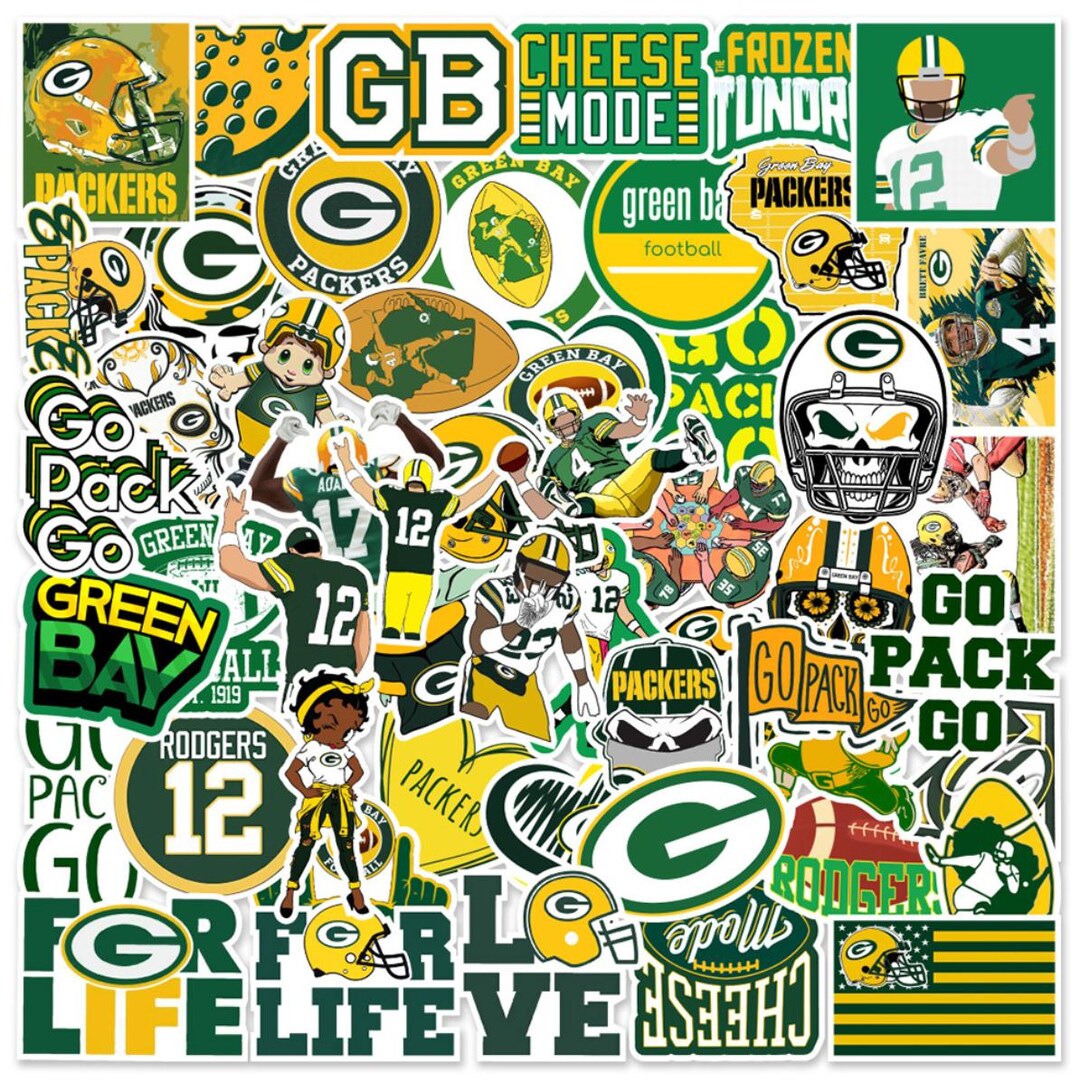 50pc Green Bay Stickers Pack - Waterproof Vinyl Sports Decals - Bold ...