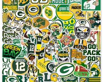 Paquete de 50 pegatinas de Green Bay - Calcomanías deportivas de vinilo impermeables - Gráficos llamativos con la estética del equipo para portátiles, Ph.paper