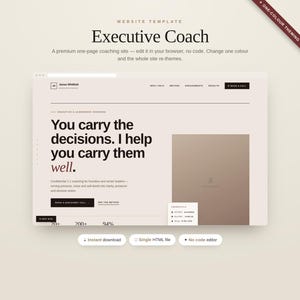 Modello di sito web per executive coach, sito HTML modificabile senza codice per coach e consulenti