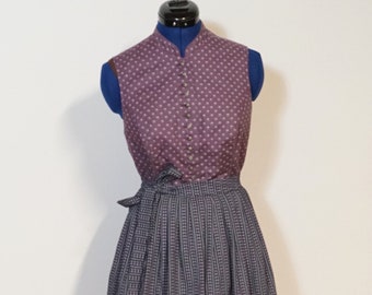Dirndl with apron, purple wash dirndl with floral pattern, high-necked