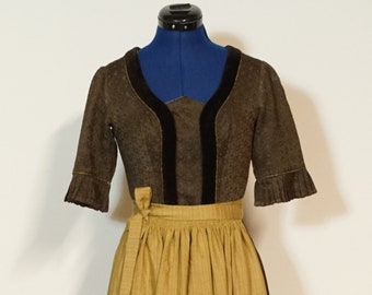 Dirndl avec tablier, dirndl en brocart doré marron, magnifique dirndl de festival, dirndl des années 60