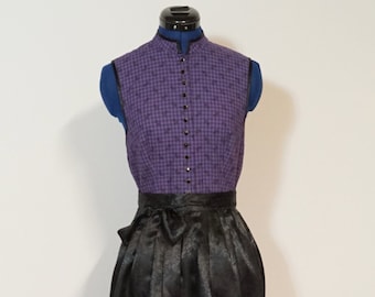 Dirndl con delantal, dirndl lavado morado con estampado de cuadros