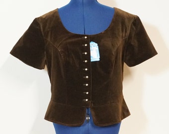 Dirndl bodice velvet, Tegernseer bodice with pleplum, tradional blouse with short sleeves