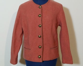 Dirndl Jacket, rose boiled wool, traditional cardigan for Dirndl