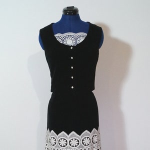 Dirndl dress with lace, velvet dress with lace and trim embellishment, black coloured skirt and bolero bodice image 1