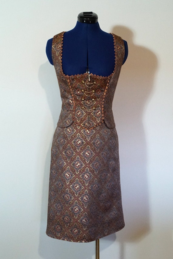 Dirndl suit, rose gold, brocade, size 38/S