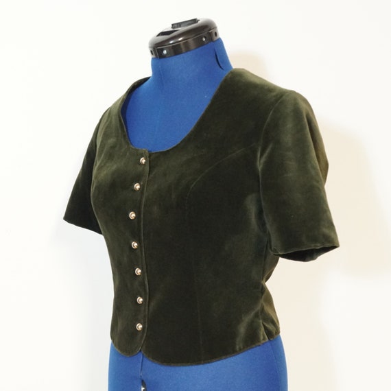 Dirndl bodice green velvet, Tegernseer bodice wit… - image 2