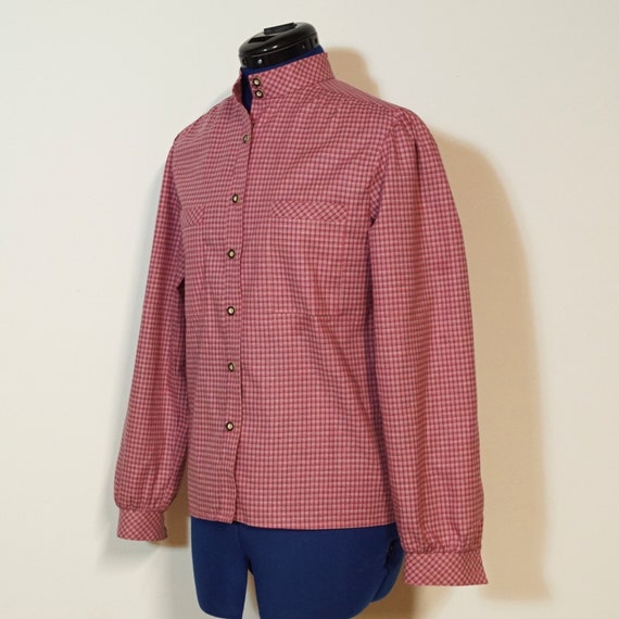 Folk blouse with checked pattern, rose longsleeve… - image 2