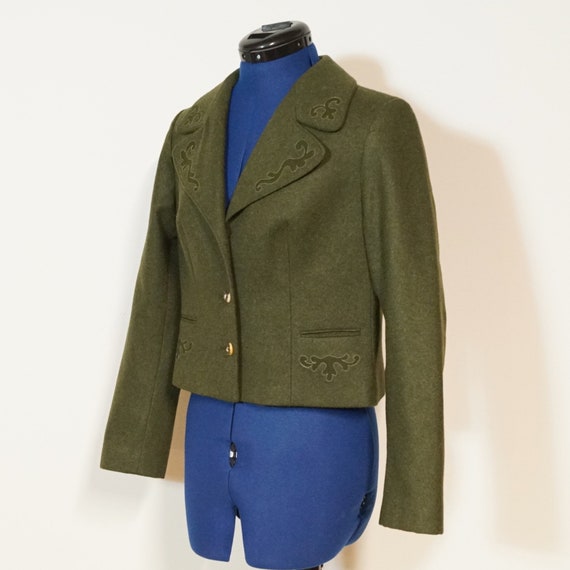 Dirndl Jacket loden, loden jacket green with appl… - image 2