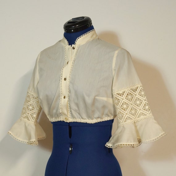 Dirndl blouse with mid-length trumpet sleeves, cr… - image 2