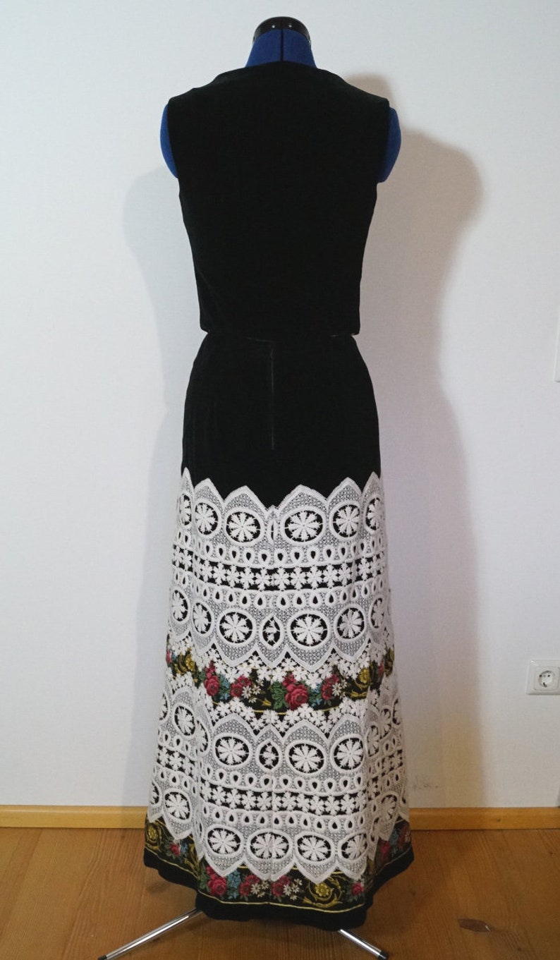 Dirndl dress with lace, velvet dress with lace and trim embellishment, black coloured skirt and bolero bodice image 2