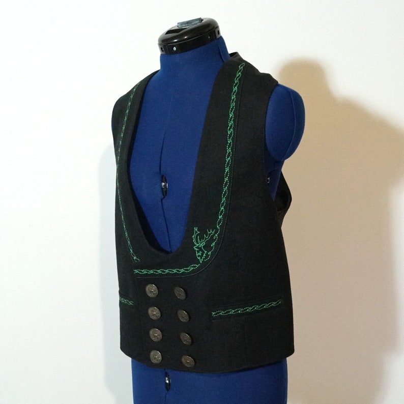 black Dirndl waistcoat size 48XL Loden