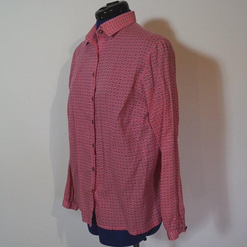Folk blouse with floral pattern, rose longsleeve blouse, button up and collar image 3