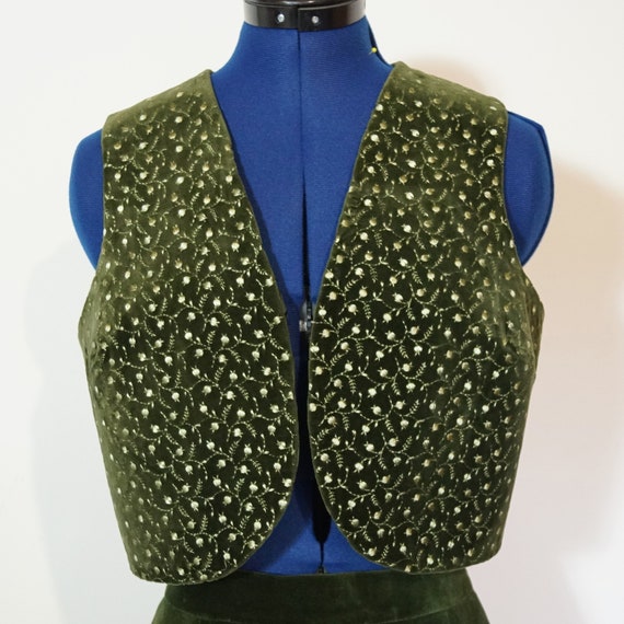 Dirndl Waistcoat, velvet, green, size 38/S
