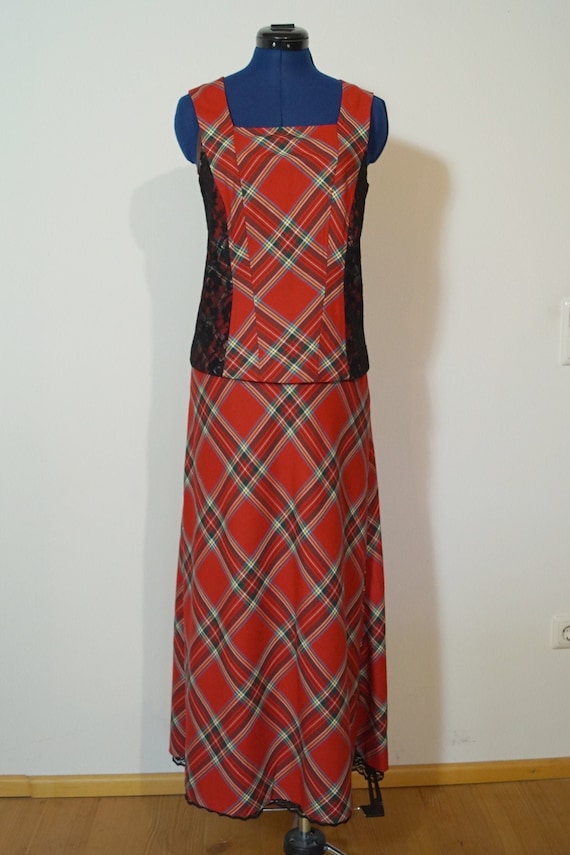 Dirndl dress, red check pattern, size 38/S