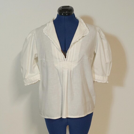 【foufou】classical pintuck blouse（新品・未使用） Folk Blouse With Short Sleeves, White Pintuck Blouse With