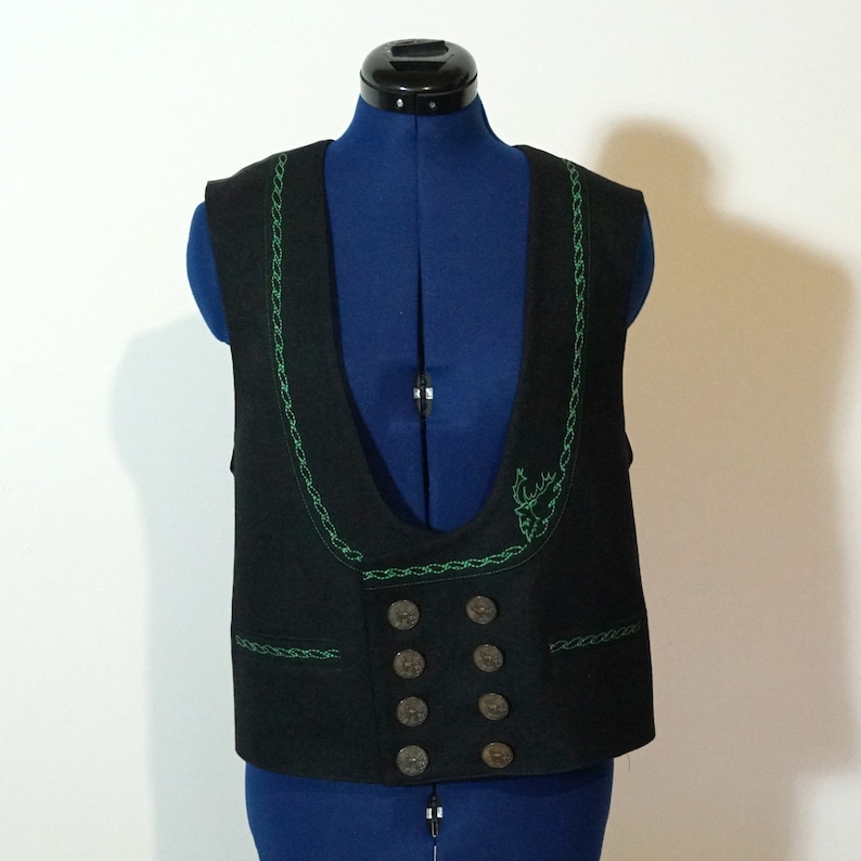 black Dirndl waistcoat size 48XL Loden