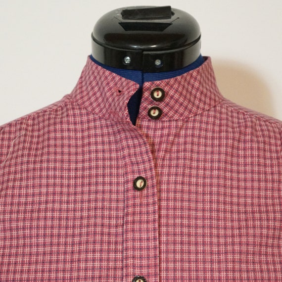 Folk blouse with checked pattern, rose longsleeve… - image 4