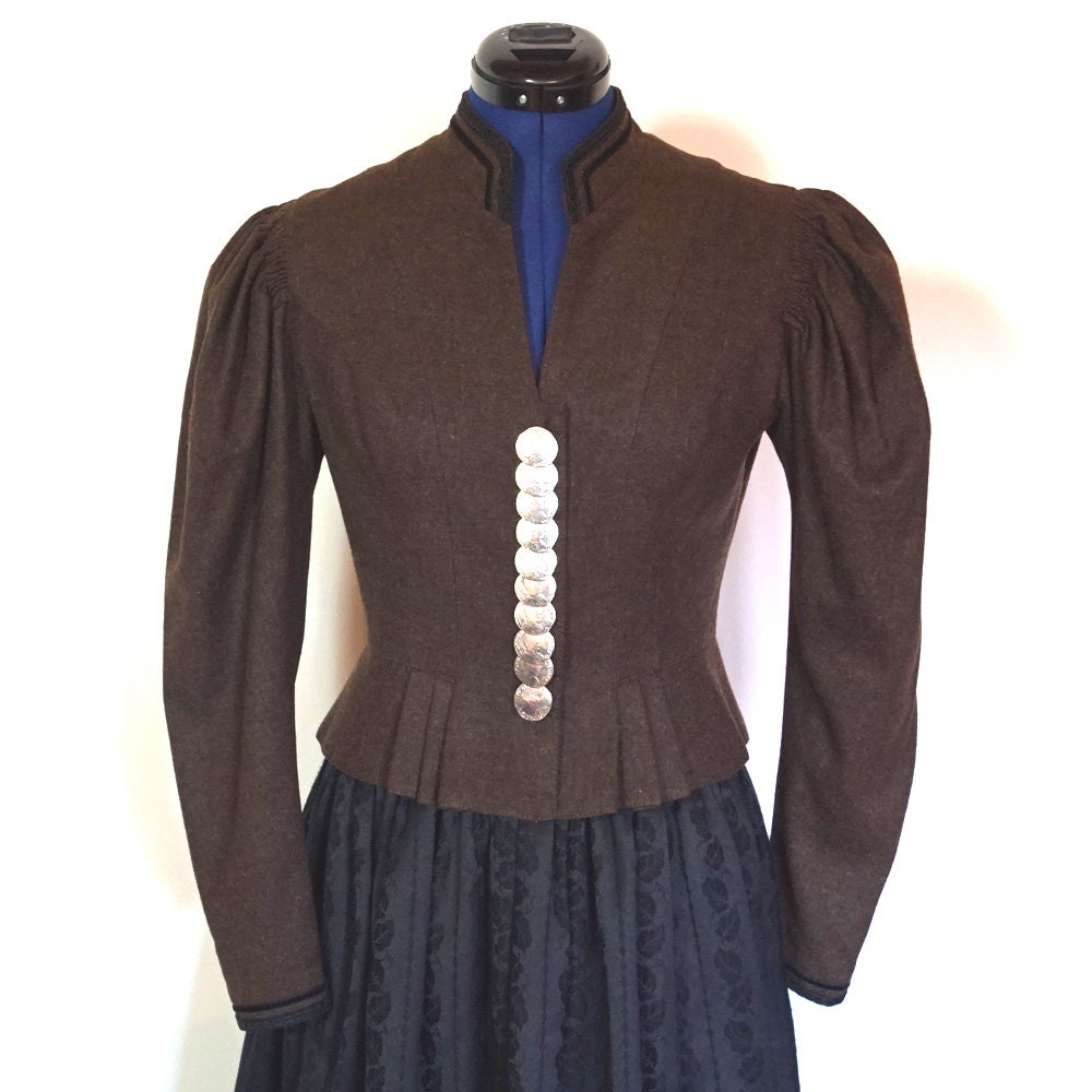 Dirndl Jacket Brown Loden Size 38 S
