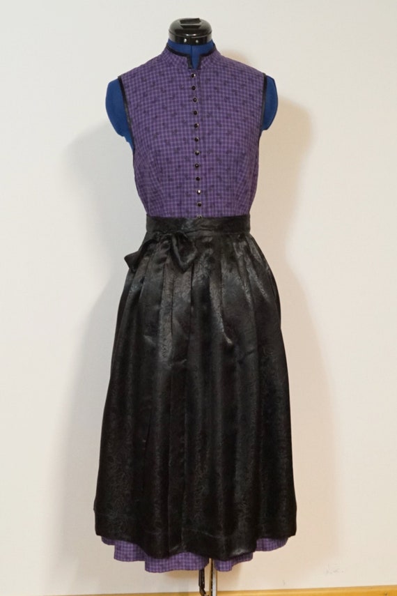 Dirndl with apron, purple wash dirndl with check p