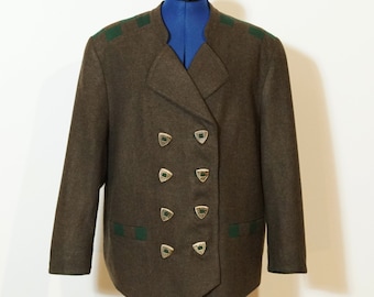 Dirndl Jacket Loden, Loden jacket brown green, staghorn buttons