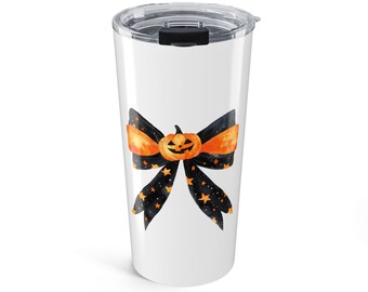 Vaso térmico de 20 oz con diseño de lazo de calabaza de Halloween