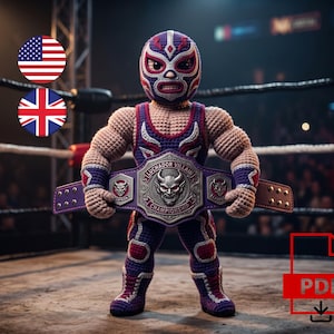 Luchador Crochet Pattern, Amigurumi Wrestler PDF, Mexican Lucha Libre Doll (PDF Download)