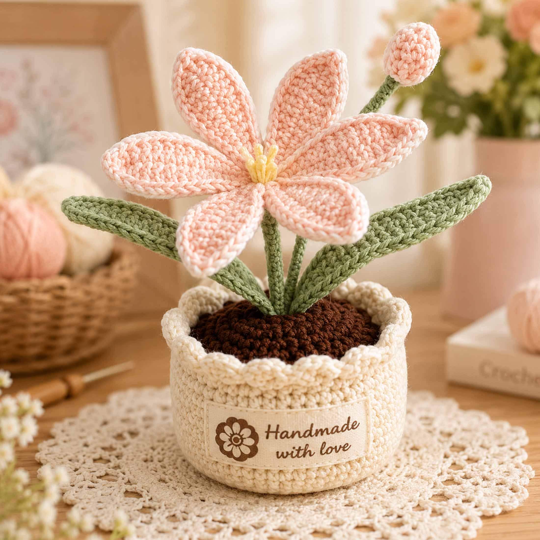 Potted Pink Lily Amigurumi Crochet Pattern