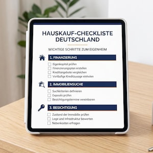 Checklist et budget pour l'achat d'une maison (PDF) | Achat immobilier en Allemagne | Protocole d'inspection et de remise des clés | Téléchargement instantané (format A4 imprimable)