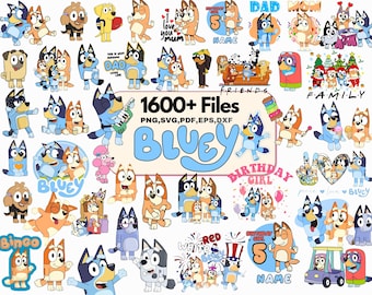 1600+ Blue Dog PNG SVG with Font - Blue Dog Bingo Clipart Bundle Set Christmas Birthday Designs