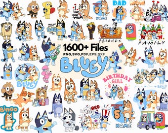 Bluey PNG SVG - Bluey Dog Kids Birthday, Family, Christmas PNG cartoon files  | Digital Download