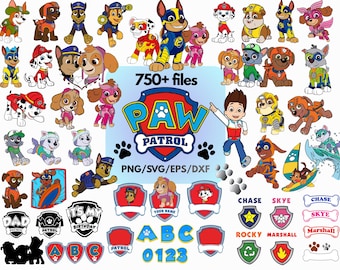 Paw Patrol PNG SVG Bundle, Kids Birthday Designs, Birthday & Shirts, Cricut Files, Sublimation Clipart, Paw Patrol Font