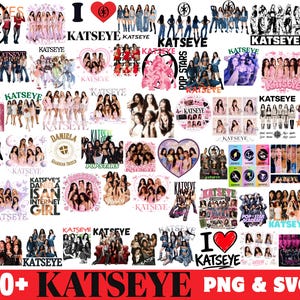 250+ Katseye PNG-paket för T-shirt, Beautiful Chaos Tour, Färdig att trycka, Retro Pop Vibes PNG, Vintage-estetik