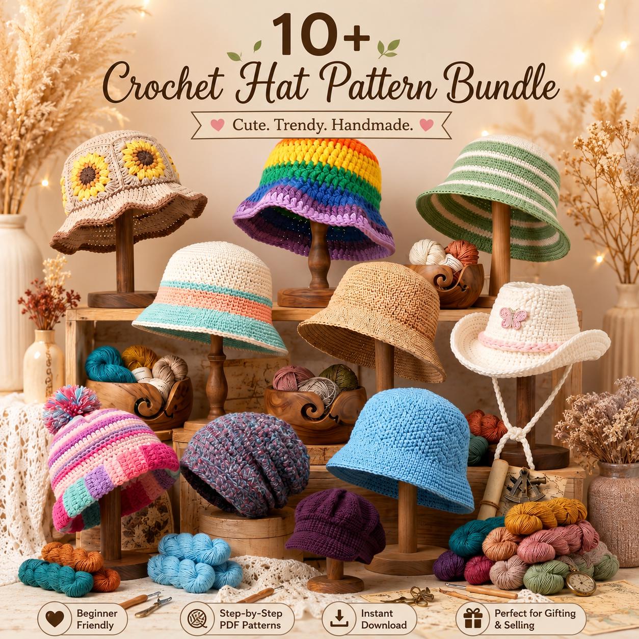 40 Unique Crochet Hats That Are Sure To Amaze You! 26 Crochet Hat Patterns Bundle