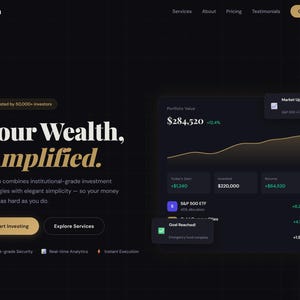 Financial Website Template | HTML CSS JS | Dark Luxury Design | Finance Landing Page | Wealth Management