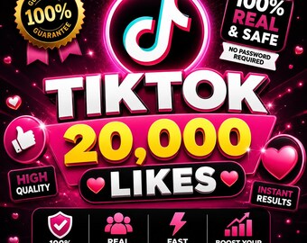 Plantilla de TikTok con 20000 likes, diseño para promoción en TikTok, plantilla de Canva para marketing en redes sociales, descarga digital.