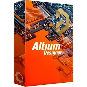 May include: A product box with an orange background featuring the text "Altium Designer" in white. The box has a gold-colored "G" logo and a graphic of circuit board components. The overall design is modern and tech-focused.