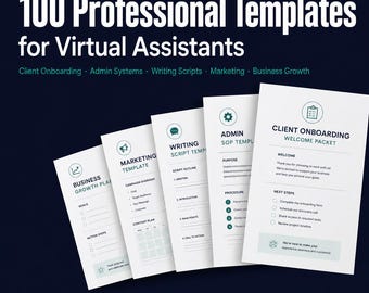 100 Professional Templates for Virtual Assistants | Client Emails, Onboarding Scripts, Business Growth | Digital Download