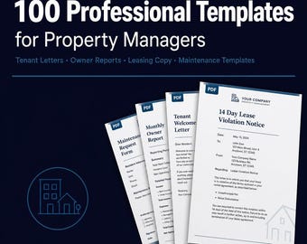 100 Professional Templates for Property Managers | Tenant Letters, Owner Reports, Leasing Scripts | Digital Download