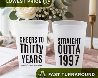 Brindiamo ai 30 anni - Bicchieri personalizzati satinati, bomboniere "Direttamente dal 1997", bomboniere per il 30° compleanno, bicchieri personalizzati