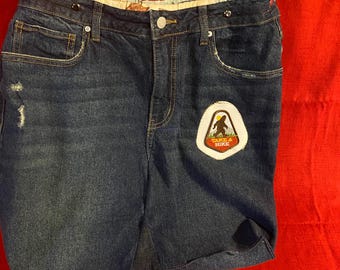 Recycled Denim Bag with Bigfoot Patch, Adjustable Strap, Multiple Colors