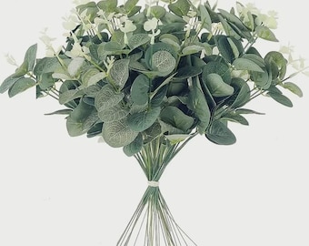 20PCS Faux Eucalyptus Stems, Artificial Greenery Branches, Wedding Centerpiece Decor, Farmhouse Vase Filler, Year Round Home Decor