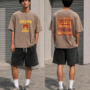 Kanye West College Dropout Graphic Tee, Vintage Washed Cotton Top