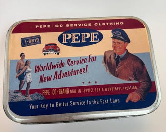Vintage Pepe Clothing Advertising tin