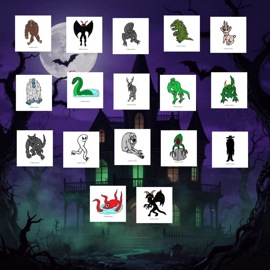 Cryptid Halloween Stickers Digital Download Cryptozoology Printable ...